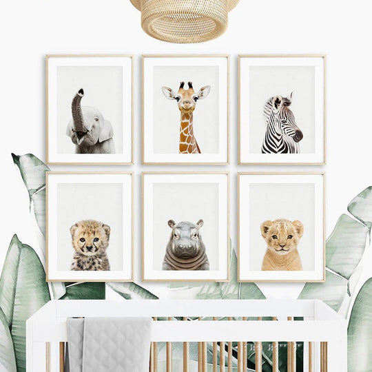 Baby Animal Portraits Cute Canvas Wall Art for Kids Room