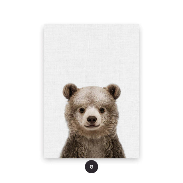 Baby Animal Portraits Cute Canvas Wall Art for Kids Room