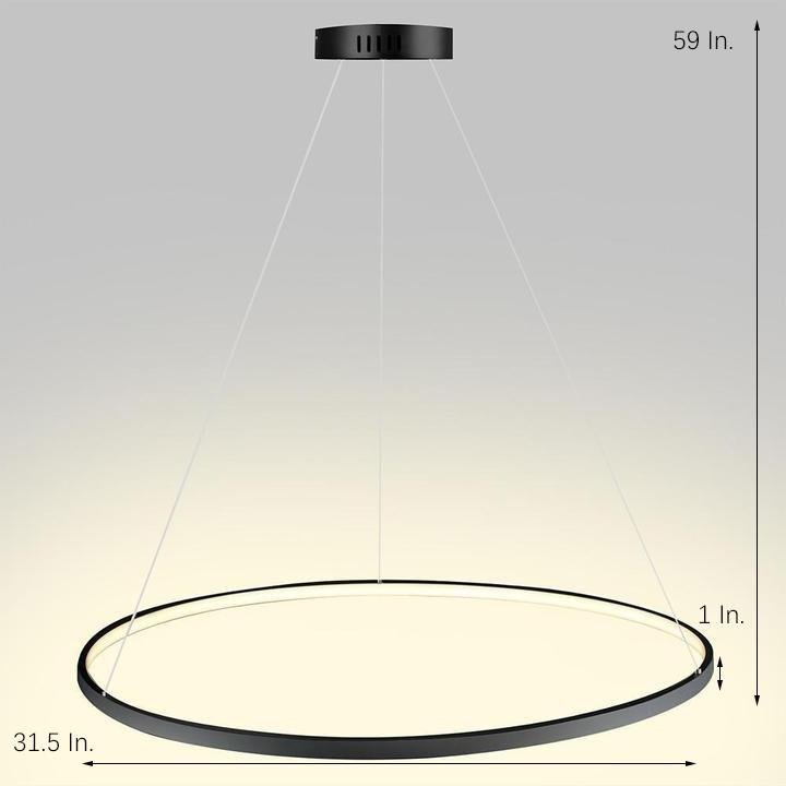 Round Geometric 30 W Single-Ring Integrated LED Pendant – Modern &amp; Dimmable