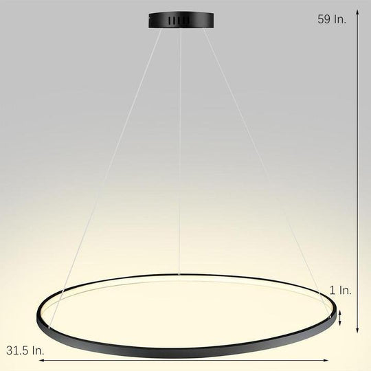 Round Geometric 30 W Single-Ring Integrated LED Pendant – Modern &amp; Dimmable