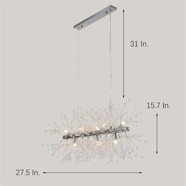 Luxury Modern LED Pendant Light – Electroplated Metal &amp; Crystal Branch Design