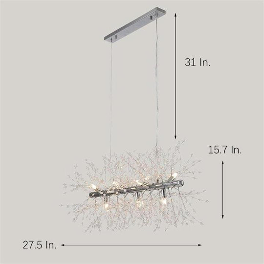 Luxury Modern LED Pendant Light – Electroplated Metal &amp; Crystal Branch Design
