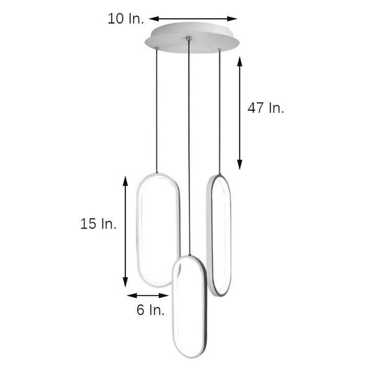 Modern Curved 3-Oval LED Chandelier Ceiling Light
