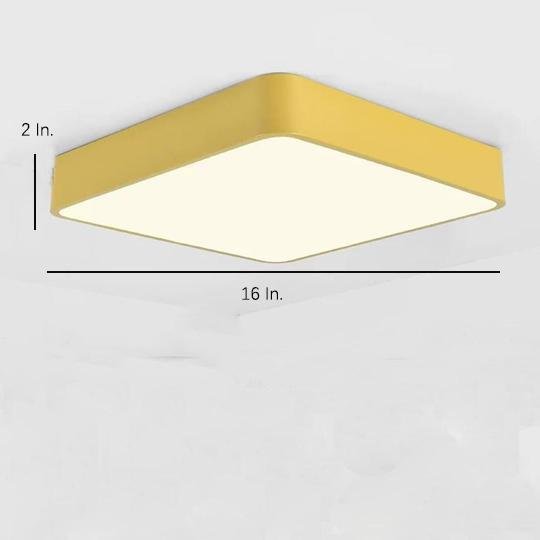 Square Modern LED Flush Mount Ceiling Light – Metal, PVC &amp; Acrylic