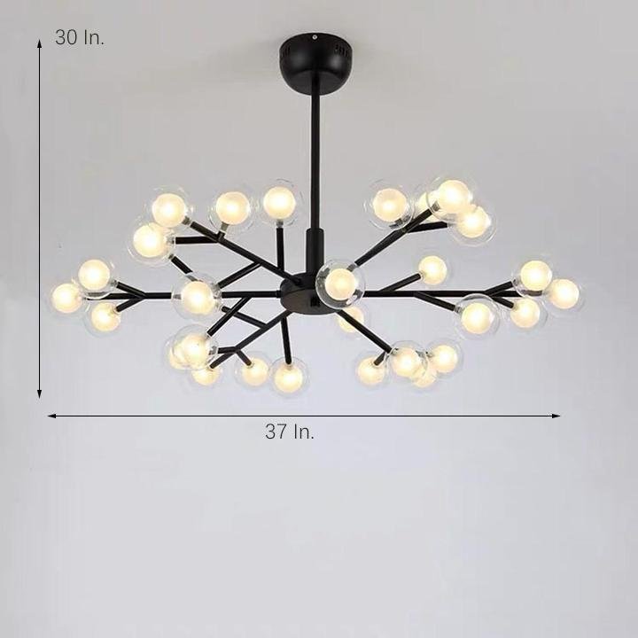 Novelty 30-Light Glass Orb Bubble LED Sputnik Sphere Chandelier – 33" Wide