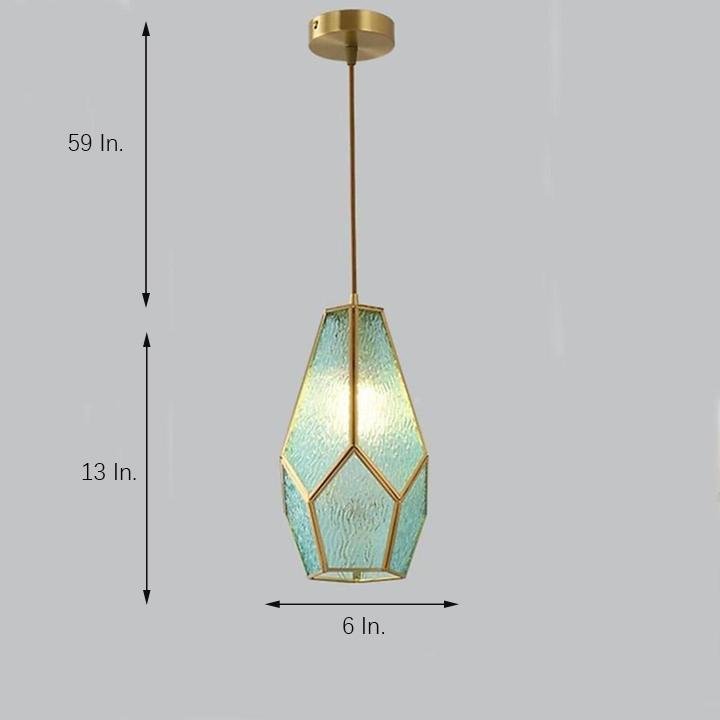Elongated Cylindrical Glass &amp; Metal LED Pendant Light