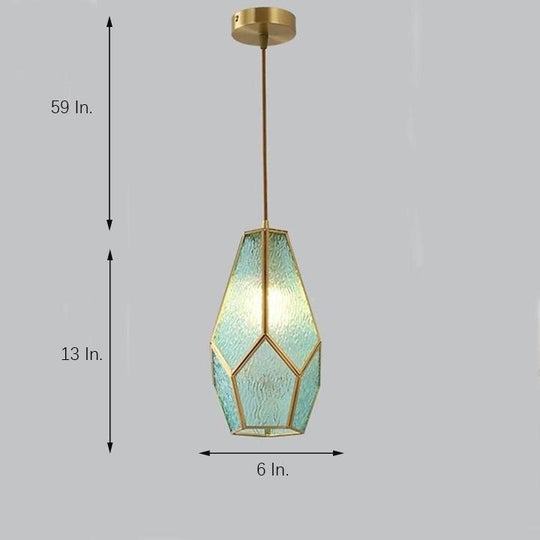 Elongated Cylindrical Glass &amp; Metal LED Pendant Light