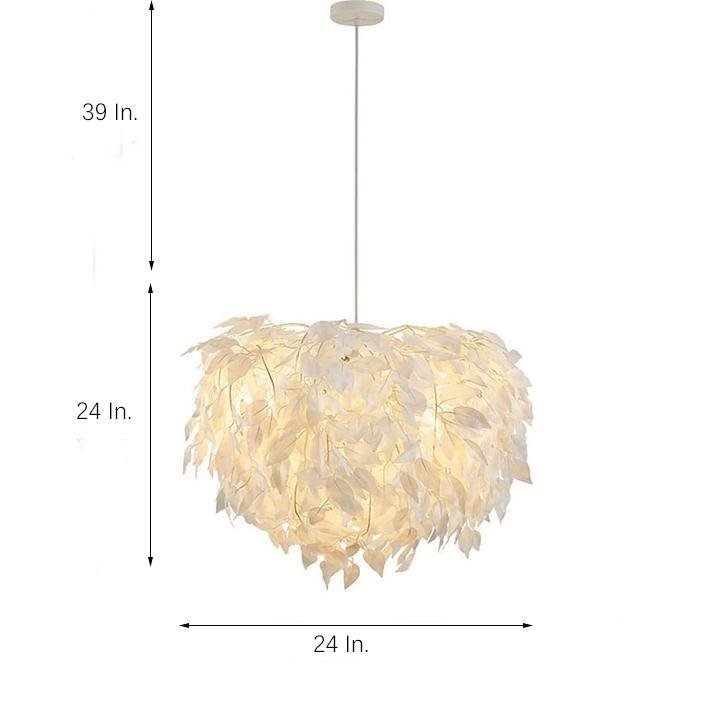 Modern Scandinavian Fabric Pendant Light – White &amp; Gold, LED, Dimmable, 24"