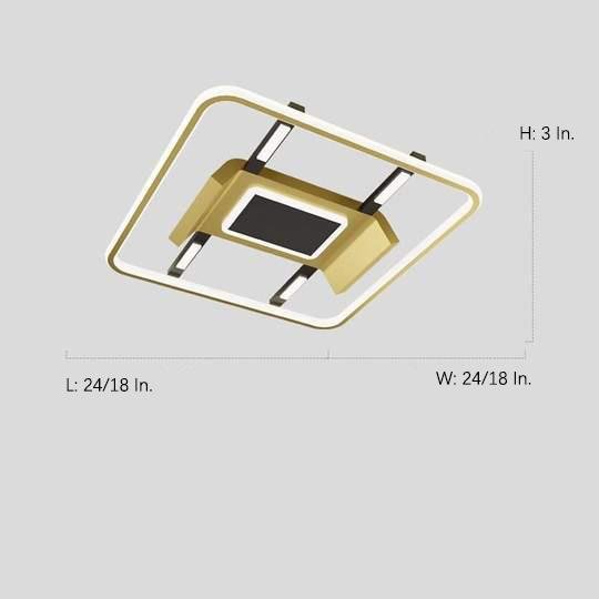 Square Metal Dimmable LED Modern Flush Mount Ceiling Light