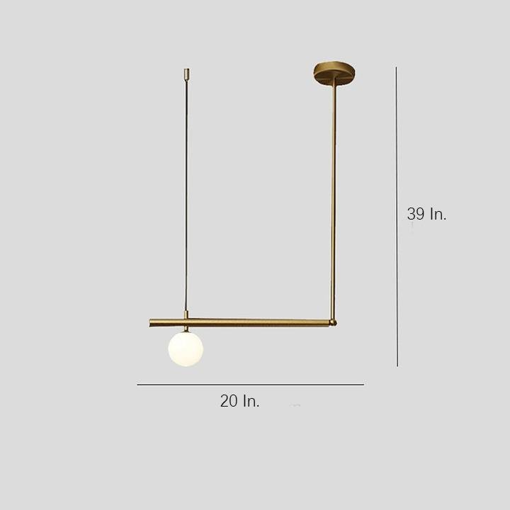 Minimalist Modern Linear Globe Pendant Lighting Copper Glass Kitchen &amp; Dining Room Light