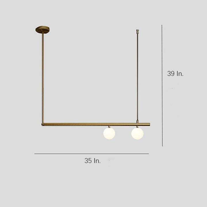 Minimalist Modern Linear Globe Pendant Lighting Copper Glass Kitchen &amp; Dining Room Light