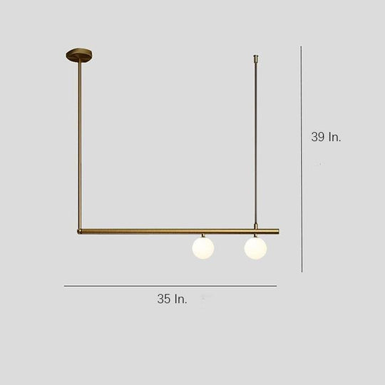Minimalist Modern Linear Globe Pendant Lighting Copper Glass Kitchen &amp; Dining Room Light
