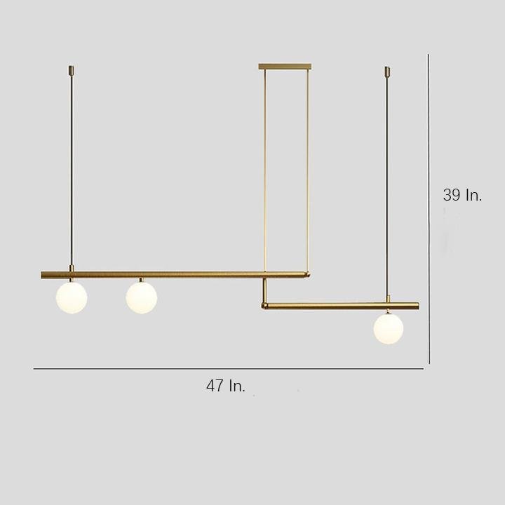 Minimalist Modern Linear Globe Pendant Lighting Copper Glass Kitchen &amp; Dining Room Light