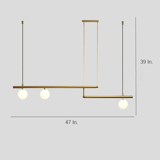 Minimalist Modern Linear Globe Pendant Lighting Copper Glass Kitchen &amp; Dining Room Light