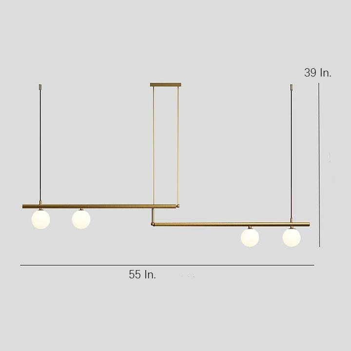 Minimalist Modern Linear Globe Pendant Lighting Copper Glass Kitchen &amp; Dining Room Light