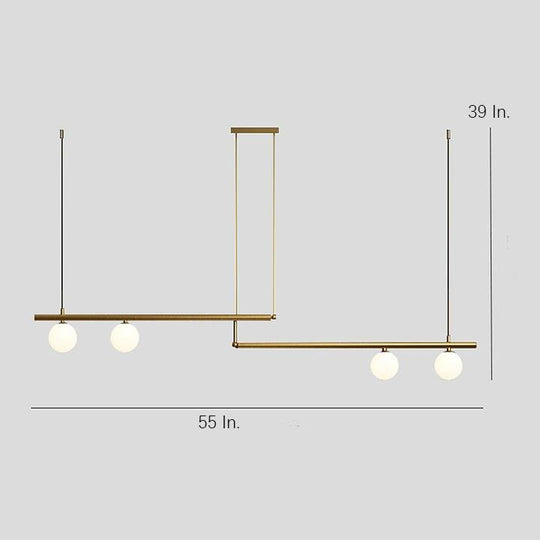 Minimalist Modern Linear Globe Pendant Lighting Copper Glass Kitchen &amp; Dining Room Light