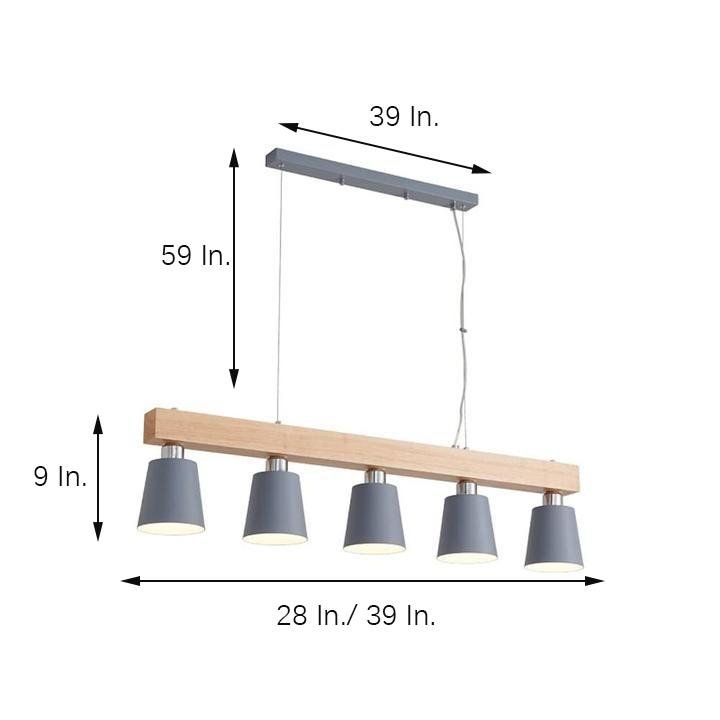 Row of Lights Farmhouse Pendant Light Metal &amp; Wood Pendant Lighting