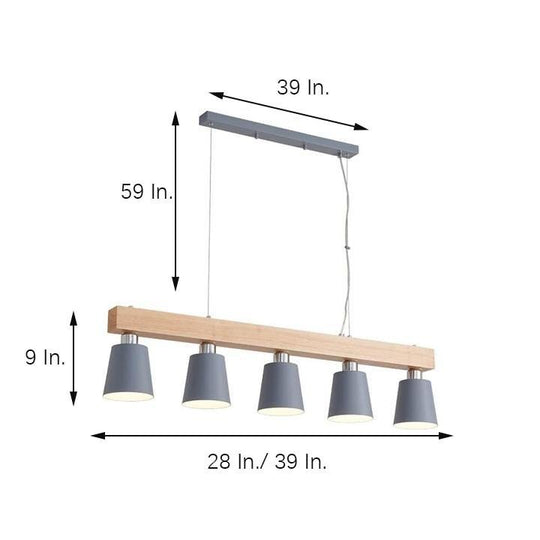 Row of Lights Farmhouse Pendant Light Metal &amp; Wood Pendant Lighting