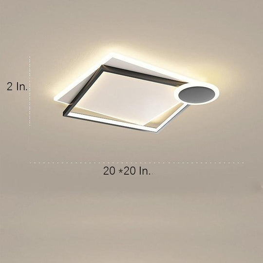 Squares &amp; Circle Offset LED Flush Mount Ceiling Light – Modern Bedroom Fixture