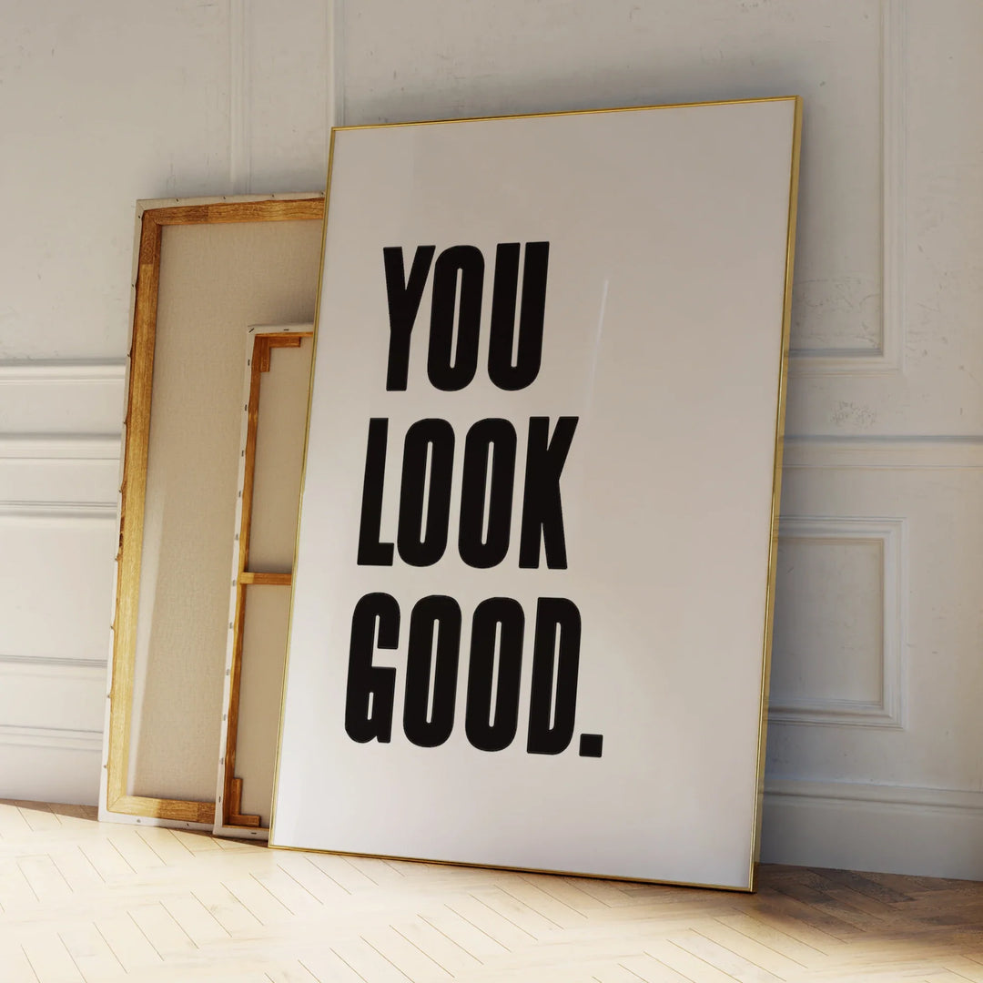 Daily Affirmation Black White Typographic Canvas Wall Art