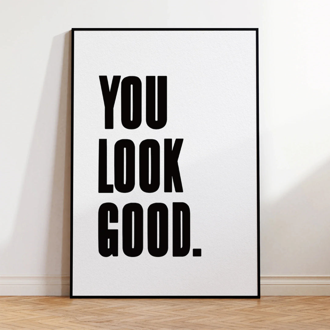 Daily Affirmation Black White Typographic Canvas Wall Art