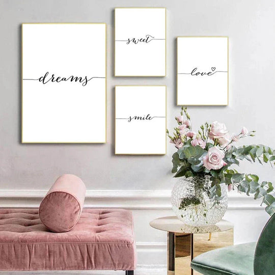 Daily Inspiration Words Canvas Wall Art Black White