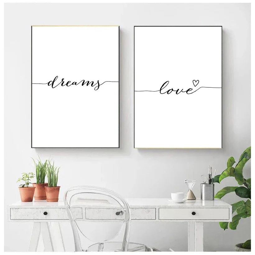 Daily Inspiration Words Canvas Wall Art Black White
