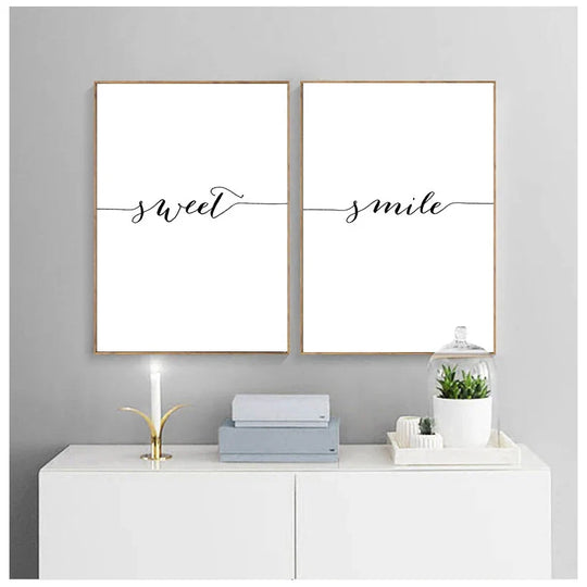 Daily Inspiration Words Canvas Wall Art Black White