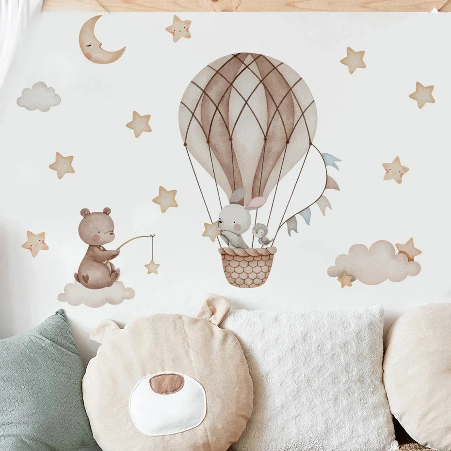 Dreamy Blue Bear Balloon Wall Decals