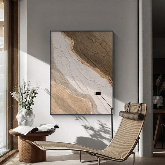 Earthy Green Brown Beige Abstract Minimalist Canvas Wall Art Unframed