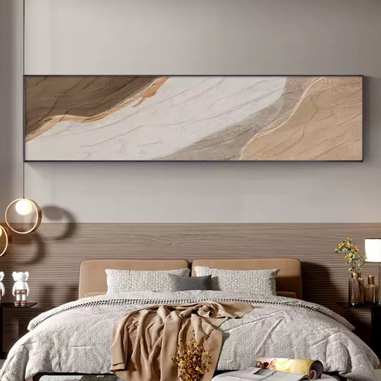 Earthy Green Brown Beige Abstract Minimalist Canvas Wall Art Unframed