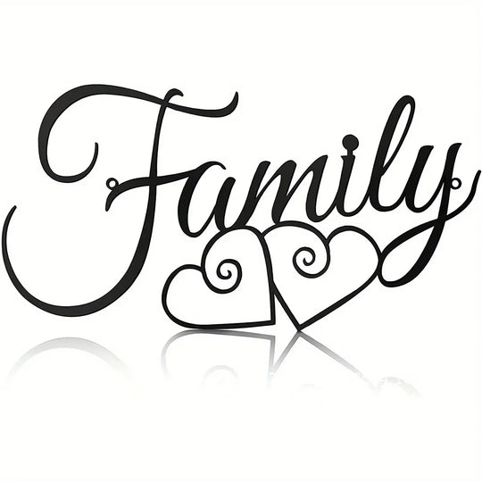 Family Typographic Black Metal Wall Art Decor