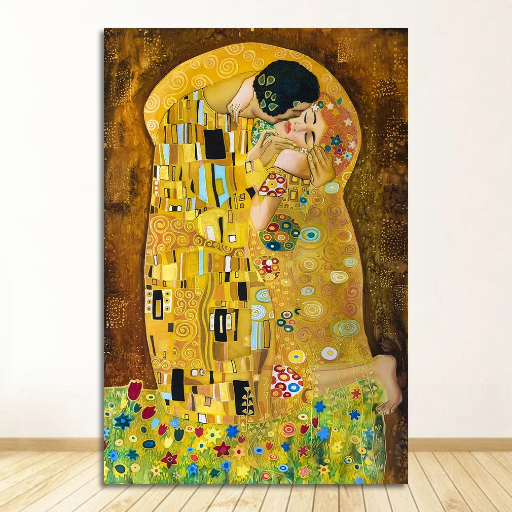 The Kiss Classic Art Canvas Print Inspired by Klimt