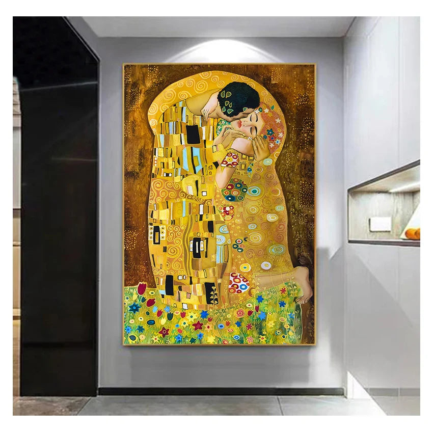 The Kiss Classic Art Canvas Print Inspired by Klimt
