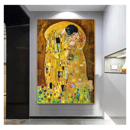 The Kiss Classic Art Canvas Print Inspired by Klimt