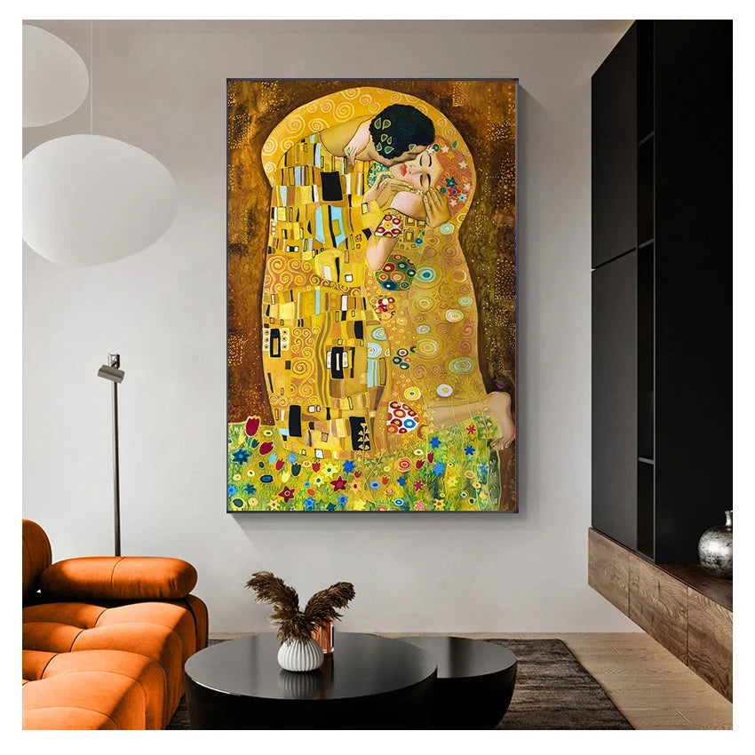 The Kiss Classic Art Canvas Print Inspired by Klimt