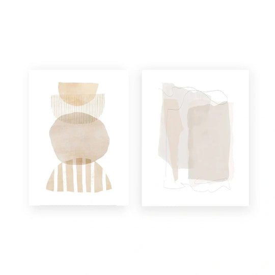 Set of 2 Minimalist Nordic Abstract Canvas Wall Art