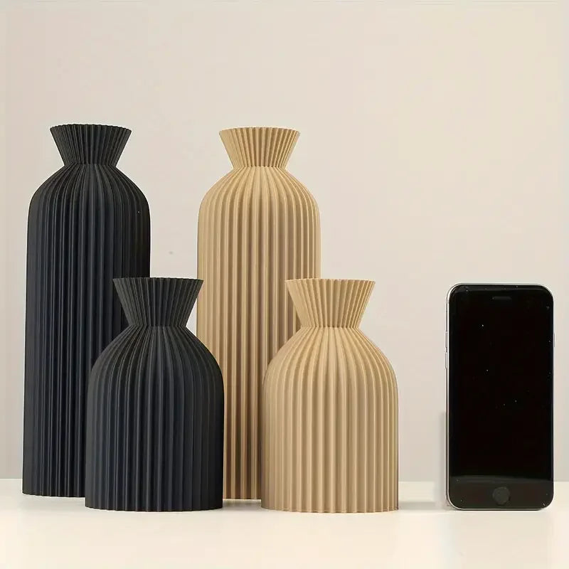 Fluted Modern Decorative Vase Table Centerpiece Decor