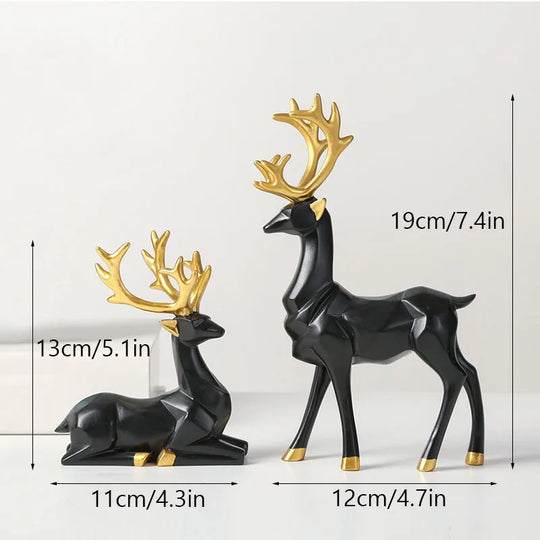 Geometric Golden Deer Resin Figurine Nordic Decor Accent
