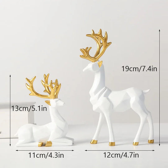 Geometric Golden Deer Resin Figurine Nordic Decor Accent