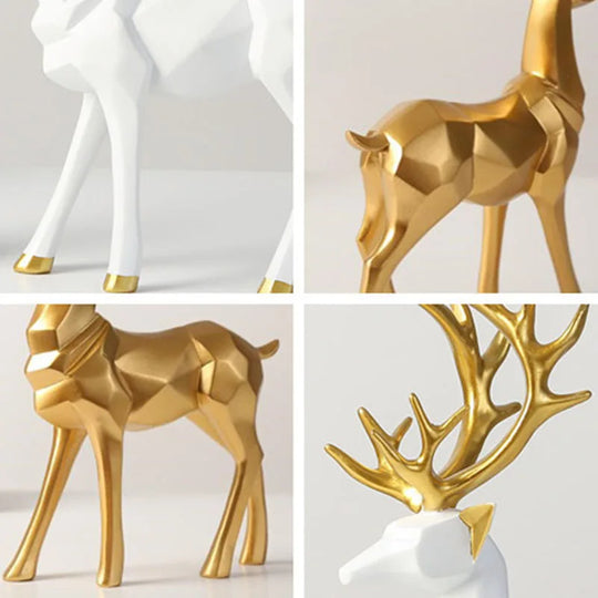 Geometric Golden Deer Resin Figurine Nordic Decor Accent