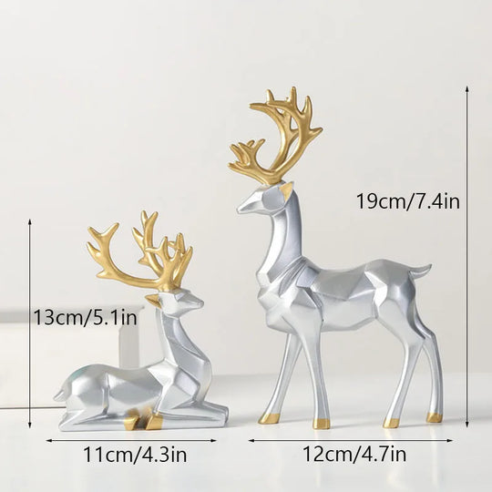 Geometric Golden Deer Resin Figurine Nordic Decor Accent