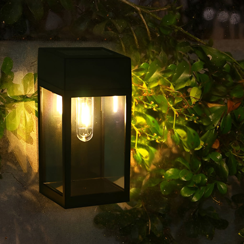 Rectangular Glass Solar LED Waterproof Wall Lamp with Light Control