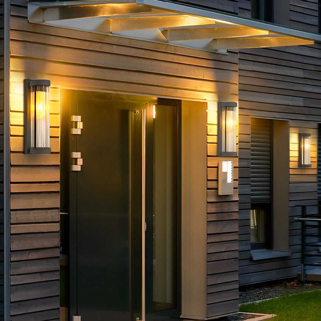 Creative Glass Waterproof LED Black Modern Solar Wall Lamp Exterior Lights