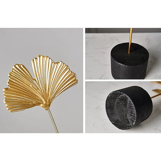Golden Ginkgo Leaf Decorative Ornament for Tabletop Decor