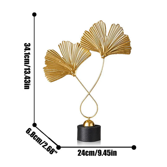 Golden Ginkgo Leaf Decorative Ornament for Tabletop Decor