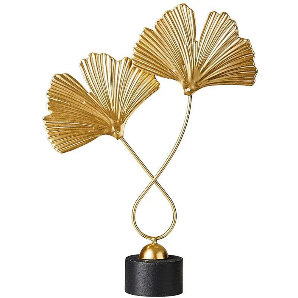 Golden Ginkgo Leaf Decorative Ornament for Tabletop Decor