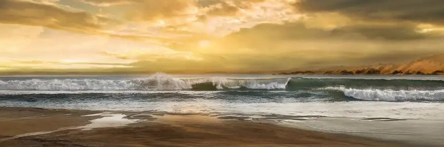 Golden Sunset Seascape Wide Format Canvas Wall Art Unframed