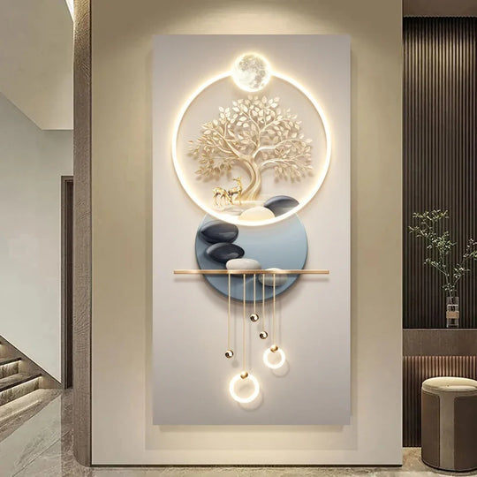 Golden Tree of Life Abstract Canvas Wall Art