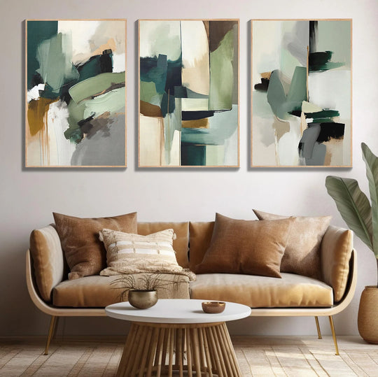Neutral Abstract Canvas Wall Art For Modern Interiors Unframed